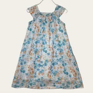 Neck & Neck Floral Flowy‎ Blue and Orange Girl’s Dress 4-5T